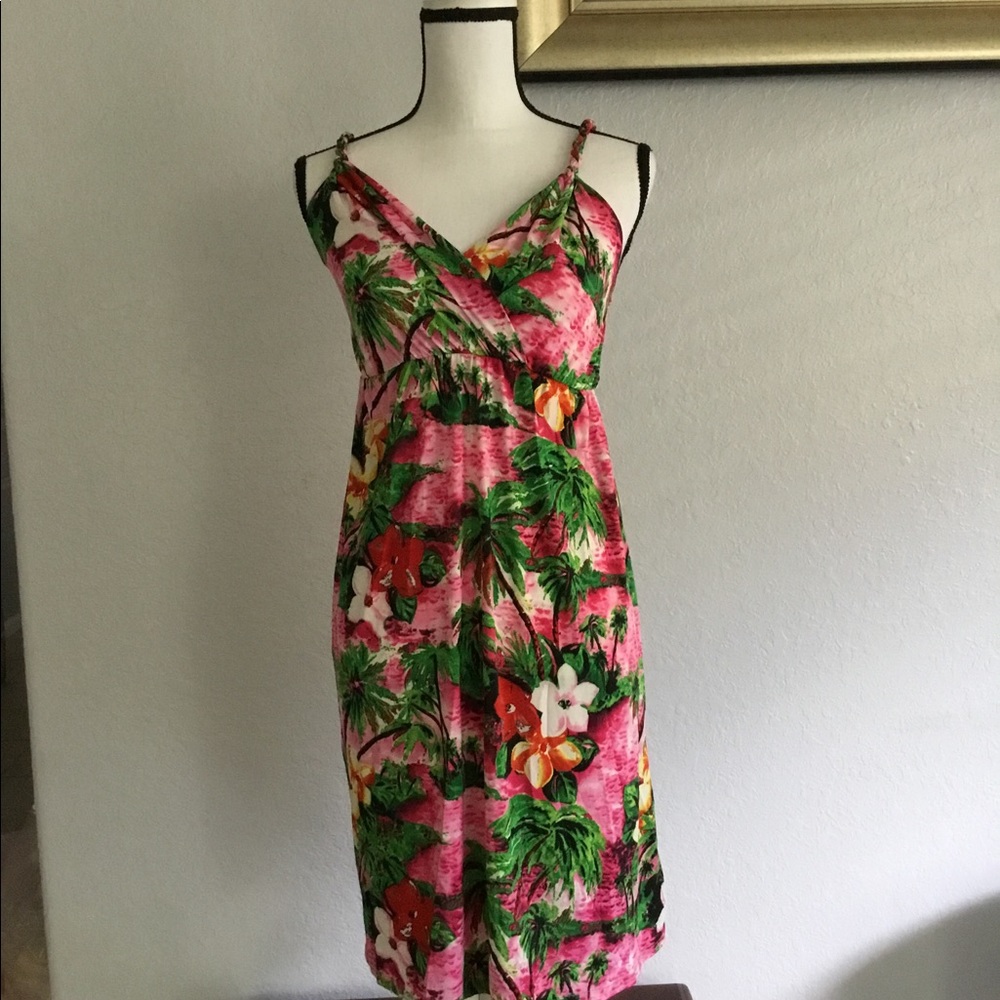 Pink and green braided front straps and elastic